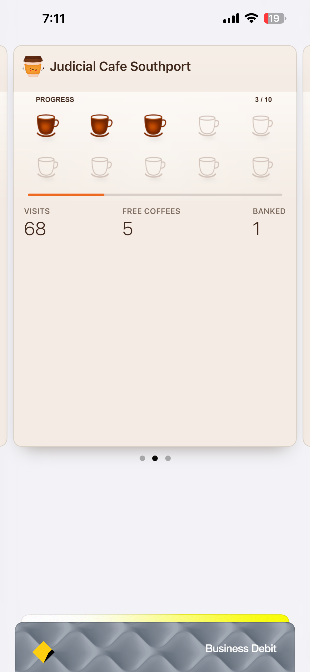 Loyalty Coffee Stamp café loyalty card displayed in Apple Wallet